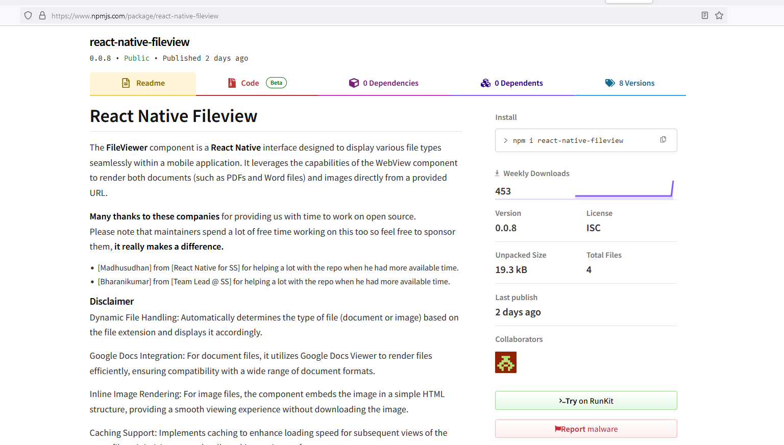 React Native FileView preview